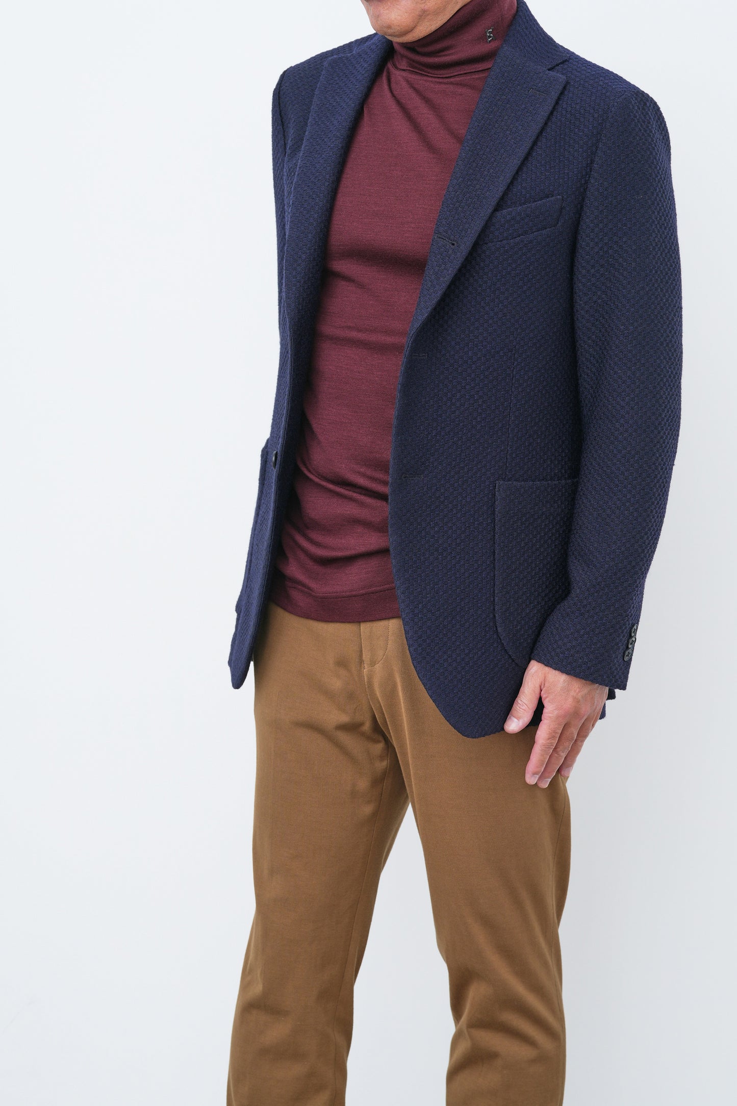 Wool Clear Interlock Pique Turtleneck