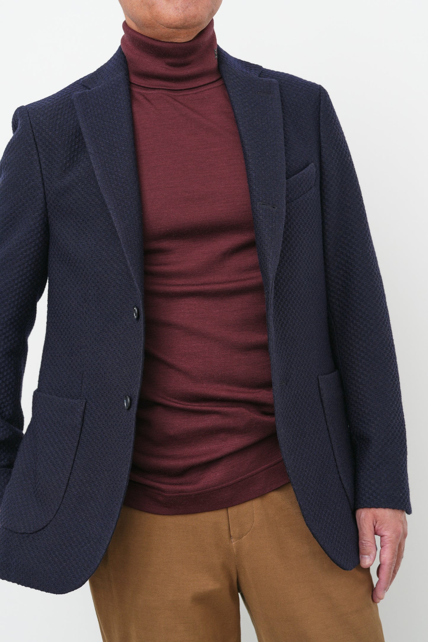 Wool Clear Interlock Pique Turtleneck